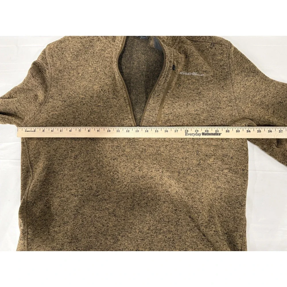 Eddie‎ Bauer Sweater Mens Extra Large XL Brown Quarter Zip Pullover Heathered